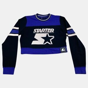 Starter Black Label Cropped Sweatshirt #71 Graphic Purple Black Women's Medium